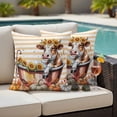 thumbnail image 4 of Funny Cow Fall Outdoor Waterproof Pillow Covers, Thanksgiving Pumpkin Bathtub Orange Striped Decorative Square Throw Pillowcase Sofa Cushion Sham for Patio/Couch/Chair, 26"x26" 2 Pack, 4 of 8
