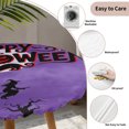 thumbnail image 3 of Happy Halloween Round Tablecloth for 36-44 Inch Tables,Fitted Table Cover with Elastic Edge,Pumpkin Witch Castle Cat Tree Purple Black Waterproof Outdoor Table Cloth Protector for Patio Garden Dinner, 3 of 9