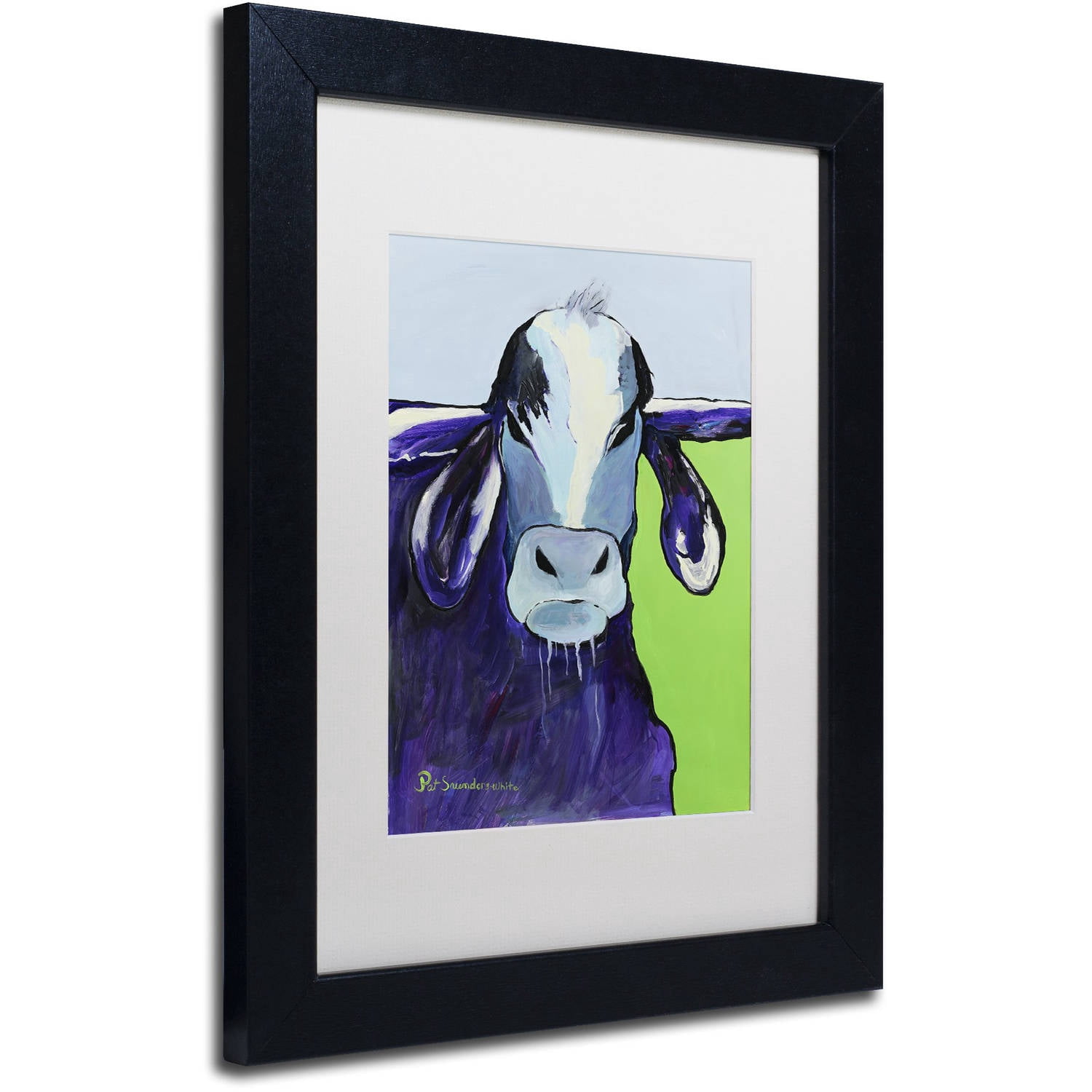 Trademark Fine Art "Bull Drool II" Canvas Art by Pat Saunders-White, White Matte, Black Frame