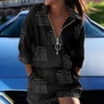 thumbnail image 2 of DHFJKG Womens 2 Piece Sets Spring Summer Outfits Half Zip Collar Long Sleeve Shirts Shorts Set With Pockets Vacation Clothes Trendy Outfit, 2 of 4