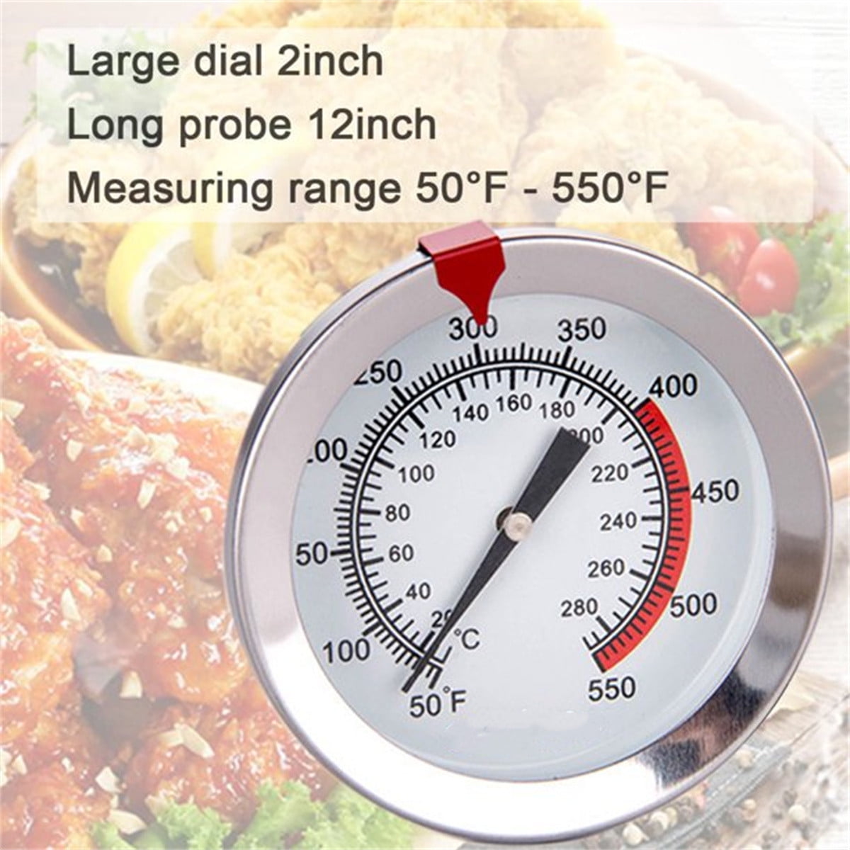Efengcook Candy Thermometer(2 Pack) with 12 Probe & Pot Clip,Oil Thermometer for Fring, Deep Fry Turkey Thermometer - Classical Thermometer for