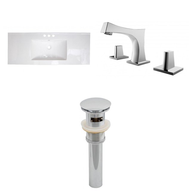 American Imaginations 35.5-in. W 3H8-in. Ceramic Top Set In White Color - Overflow Drain Incl. AI-16723
