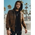 thumbnail image 4 of Mens Brown Real Leather Jacket with Removable Hood (Small, Brown), 4 of 6