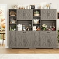 thumbnail image 5 of Hiphuta 71" Farmhouse Kitchen Pantry Storage Cabinet, Freestanding Hutch with Doors and Drawer, Shelves & Microwave Stand, Sturdy Cupboard for Dining Room, Ash Gray, 5 of 8