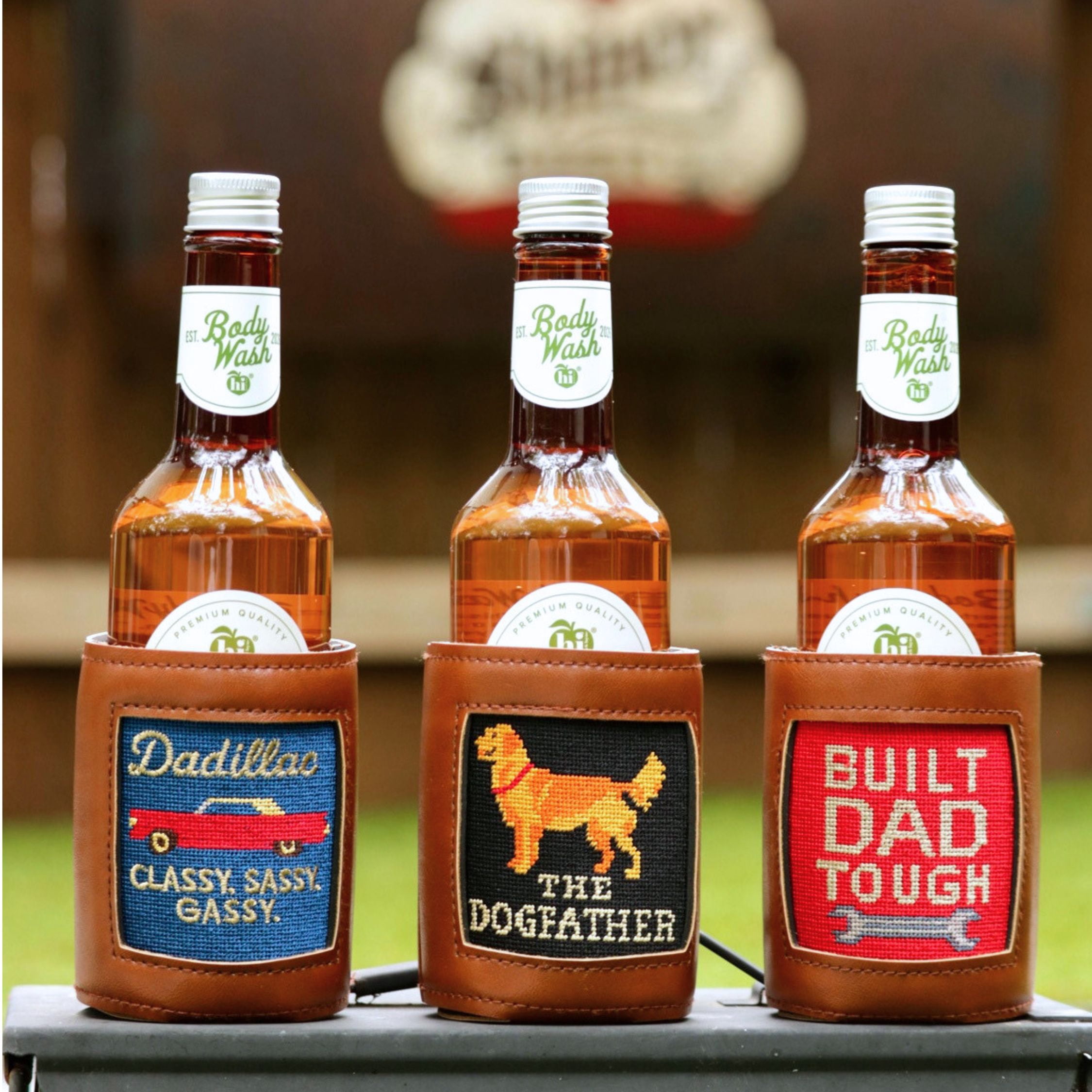 Hi Peach Layne Father's Day Gift Set with DADILLAC Needlepoint Beverage Holder & 3-in-1 Body Wash Bottle