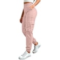 thumbnail image 5 of Fgnfyis Womens Cargo Pants High Waisted Casual Flat Front Pockets Elastic Everyday Comfort Cargo Trousers Women Pants Pink M, 5 of 6
