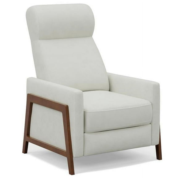Sunset Trading Edge Pushback Leather Recliner - Manual Reclining Chair & Thin Track Arms Pearl White