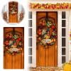 35" x 71" Thanksgiving Door Cover, Fall Door Cover Waterproof Pumpkin Turkey Festival Scene, Reusable Fall Porch Decor for Entryway Thanksgiving Door Decorations