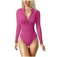 thumbnail image 2 of LOVZFMLL Combinaison à Manches Longues pour Femmes, Confortable et Respirante, Col Rond, Rose Vif P, 2 of 7