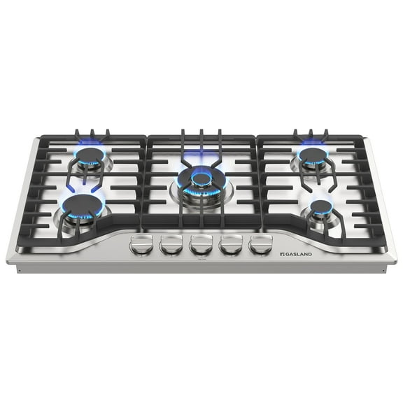 Gasland 36" 5 Burners Gas Stove Top, NG/LPG Convertible Built-in Gas Cooktop, Stainless Steel