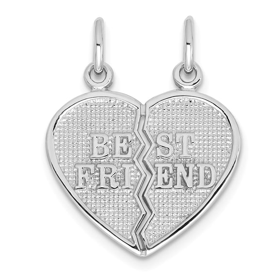 14K White Gold Charm Pendant Themed 22 mm 17 Best Friend Break-Apart