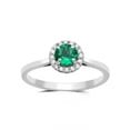 thumbnail image 2 of Genuine Simulated Emerald and White CZ Sterling Silver Cushion-Framed Ring, 2 of 2