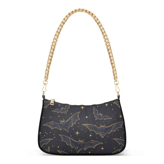 Ryvnso Bats Womens Chain Shoulder Bag Tote Handbags Clutch Hobo Purse with Zipper for Travel