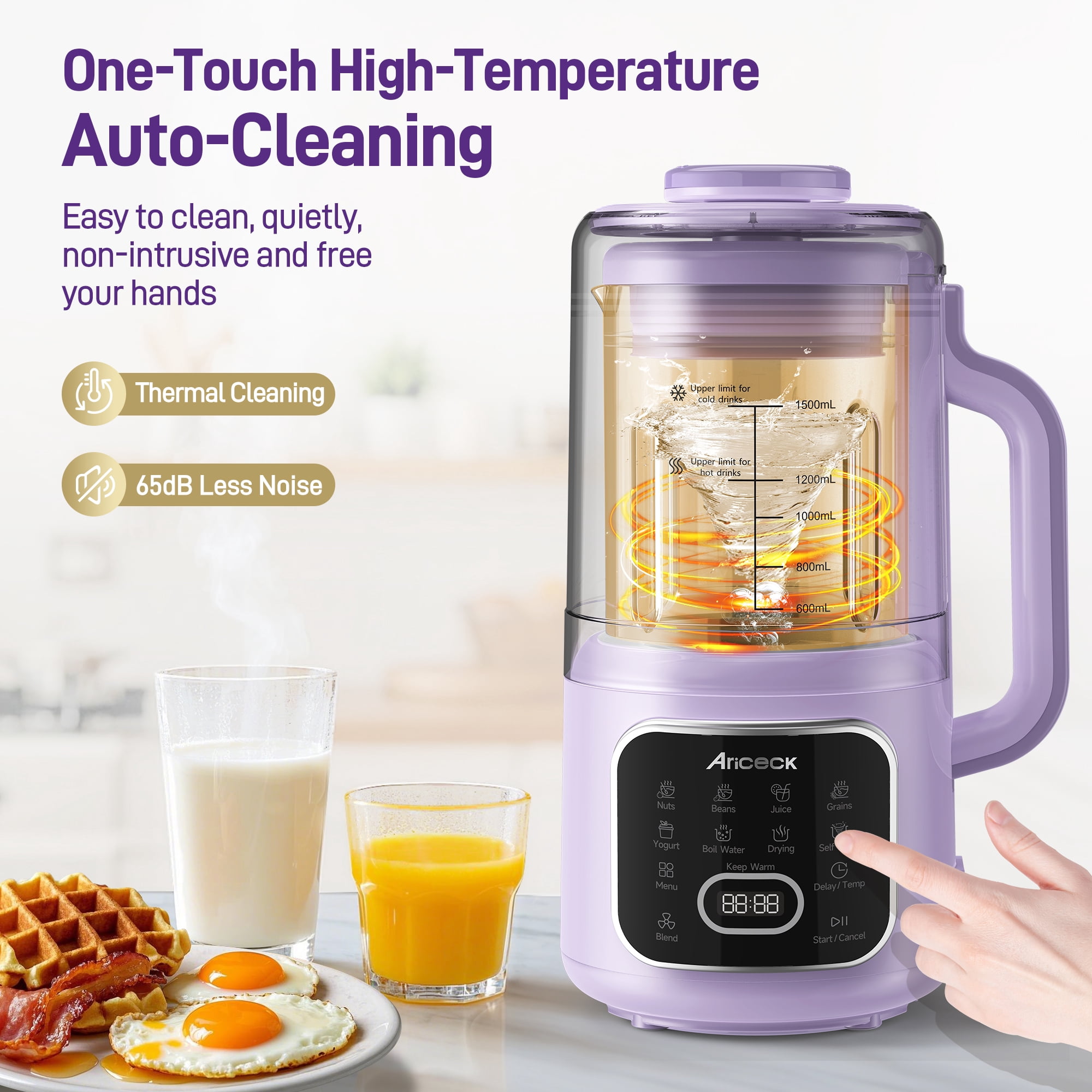 50OZ Nut Milk Maker,   10-in-1 Automatic Soy Milk Machine for Homemade Oat, Coconut, Almond, Yogurt, with Self-Clean, Delay Start, Keep Warm Boil Water