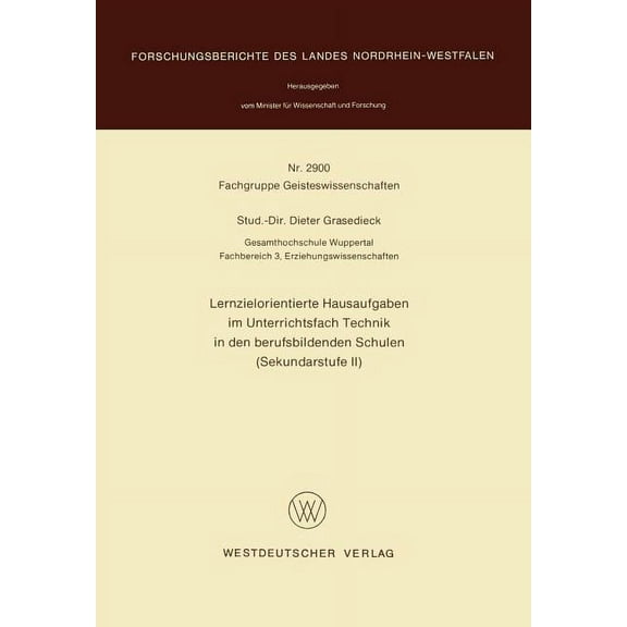 Lernzielorientierte Hausaufgaben Im Unterrichtsfach Technik in Den Berufsbildenden Schulen (Sekundarstufe II), (Paperback)