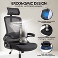 thumbnail image 5 of Ultifit Ergonomic Office Chair for Adult, Black Breathable Mesh Desk Chair with Adjustable Headrest, Armrests, Lumbar Support, and Rocking Function，400LBS, 5 of 11