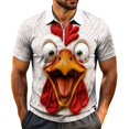 thumbnail image 2 of Men's Short Sleeve Graphic Shirts Funny 3D Chicken Rooster Print Quarter Zip Pullover Novelty Animal Summer Casual Tops Lightweight Golf T-Shirts, 2 of 6