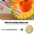thumbnail image 3 of Melon Baller Scoop,Professional Stainless Steel Watermelon Cutter, Scooper Seed Remover Knife for Dig Pulp Separator Fruit Slicer Carving Tools Set - Green, 3 of 7