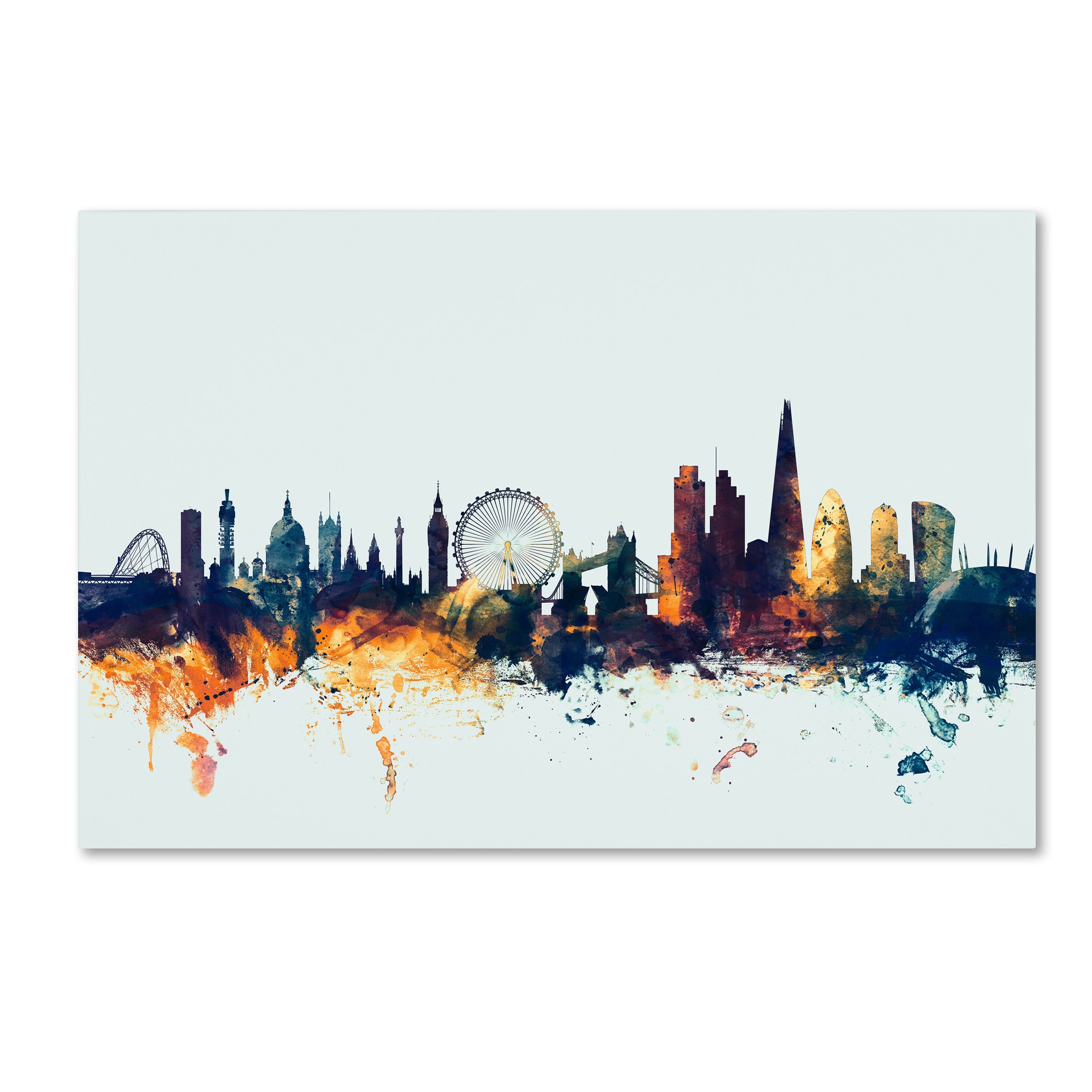 Trademark Fine Art "London England Skyline Blue" Canvas Art by Michael Tompsett