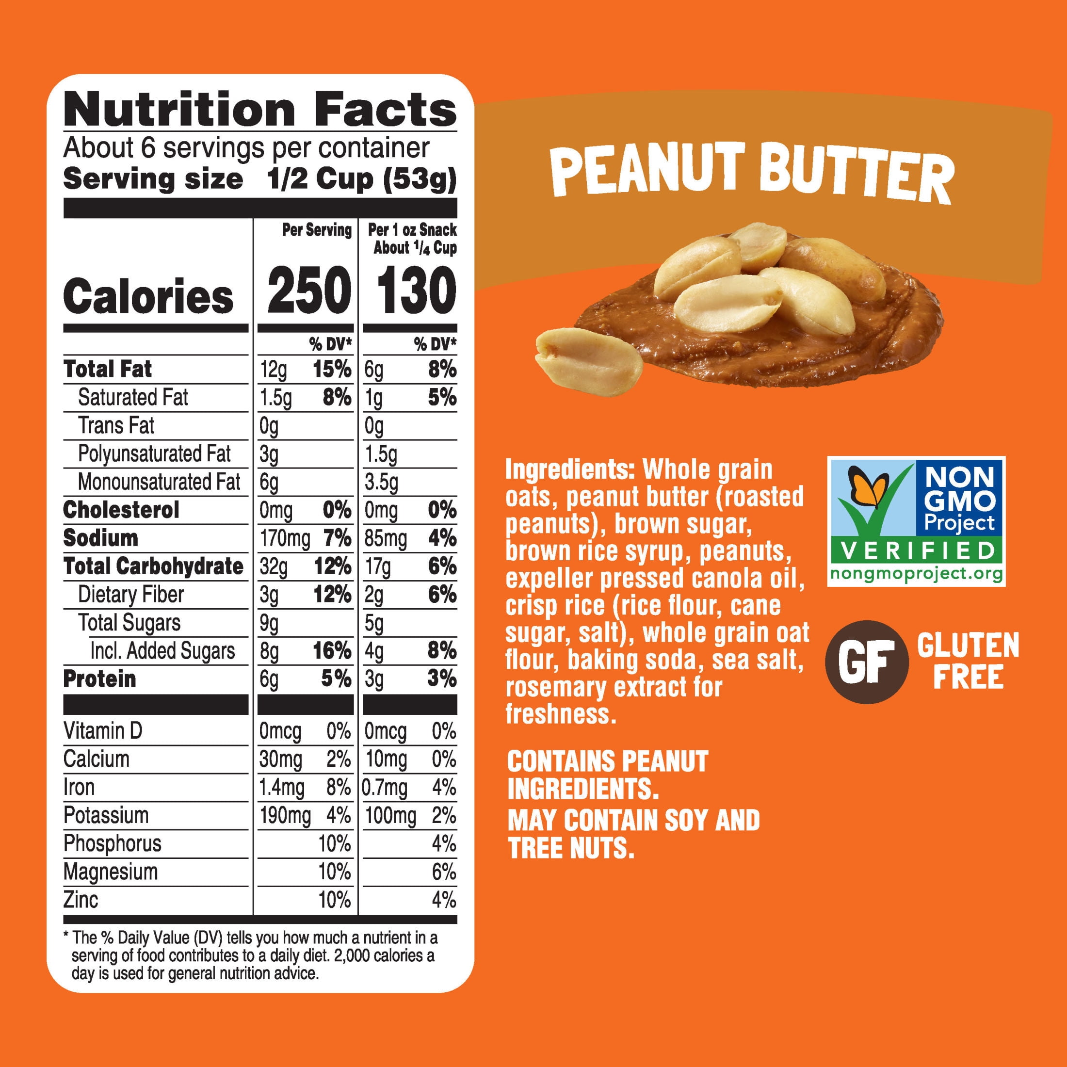 (5 pack) Bear Naked Peanut Butter Granola Cereal, Good Source of Fiber Bag, 12  oz