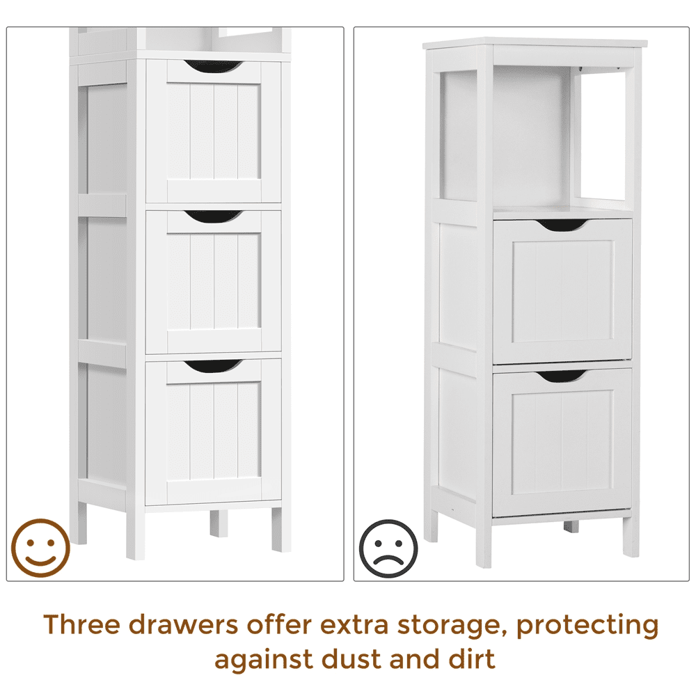 Alden Design 5-tier Modern Bathroom Storage Cabinet with 3 Drawers and 2 Open Shelves, White