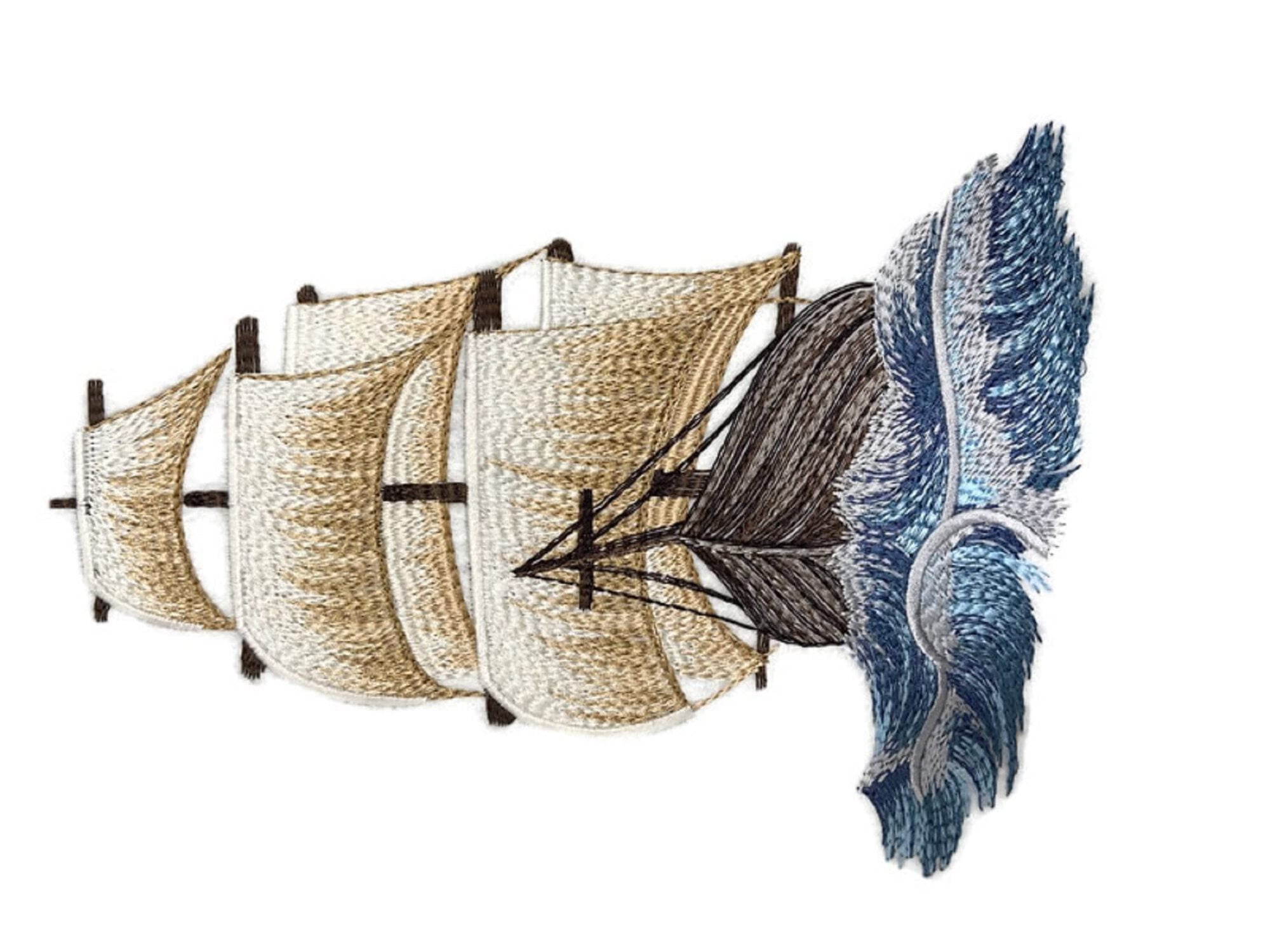 Ocean Calling On The High Seas Clipper Ship Embroidered Iron On/Sew Patch (6.9" x 9.21")