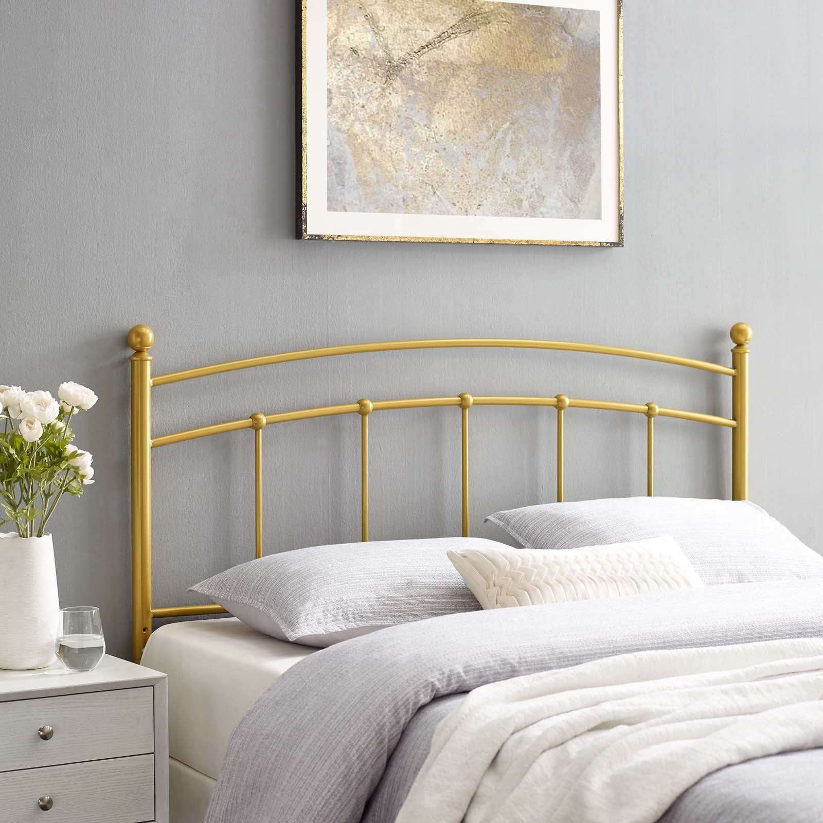 Modway Abigail Full Metal Headboard, Gold