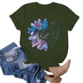 thumbnail image 2 of T Shirts Women Loose Fit Casual Letter Print Short Sleeve Crew Neck T Shirt Leisure Tops Tee Shirt Femme Dark Green XXXL, 2 of 5