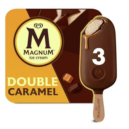 Magnum Double Caramel Vanilla Ice Cream Bars Frozen Desserts, 3 Count