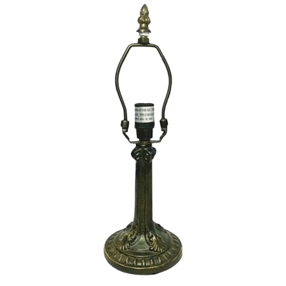 Gothic Metal Lamp Base, Dark Bronze Finish with Gold Highlights, Nicely Weighted, 13.5" Tall