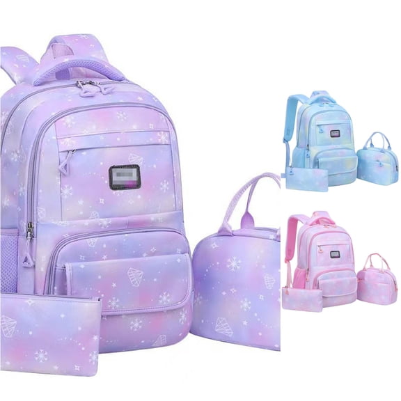 WAYUTE Kids Backpack 3 Pcs Backpack Set for Girls Large Capacity Tie Dye Rucksack for Elementary Students Waterproof Bookbag Casual Outdoor Travel