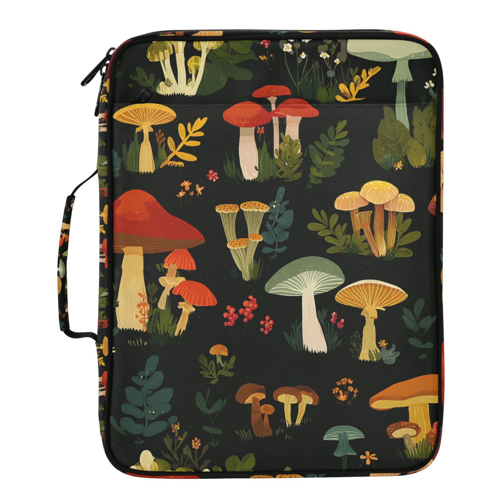 FORMRS Accordion File Folder A4 Size 7-Pocket Expanding Document Organizer Bag with 3 Ring Binder, Various Mushrooms Pattern