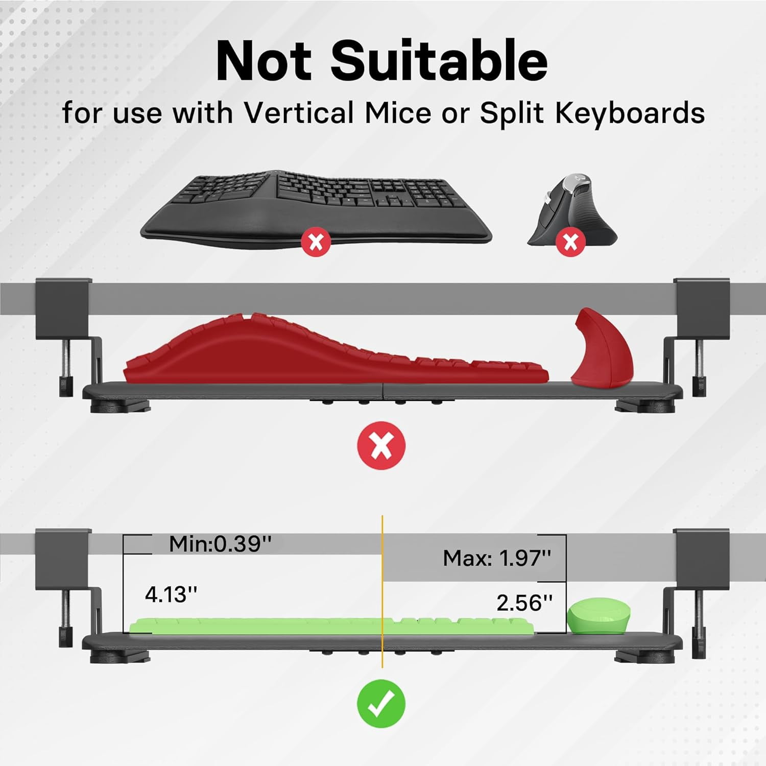 KMT01 Under Desk Keyboard Tray, Pull-Out Keyboard & Mouse Platform with C-Clamp, 25.6 x 11.8 in Space-Saving Ergonomic Slide-Out Drawer