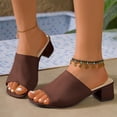 thumbnail image 2 of Dakaela Knit Heeled Sandals for Women Square Open Toe Low Chunky Heels Mules Casual Slip on Slides Summer Beach Pumps Slippers Size 6-10, 2 of 9