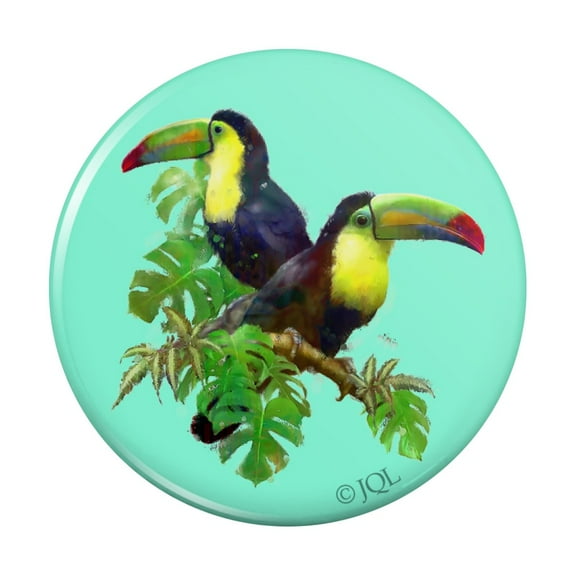 Toucan Tropics Tropical Rainforest Watercolor Pinback Button Pin