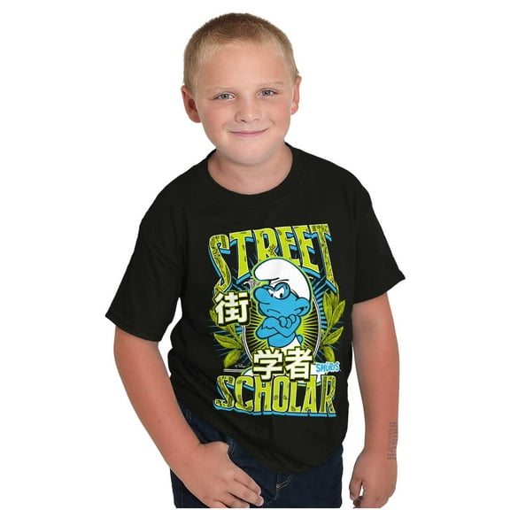 The Smurfs Kanji Street Scholar Boys Kids T Shirt Tees Tops Teen Brisco Brands L