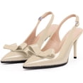thumbnail image 3 of Women's Sexy Slingbacks Bow Stiletto Heels Closed Pointed Toe Pumps Bead Buckle Strap High Heels Dress Shoes, 3 of 6