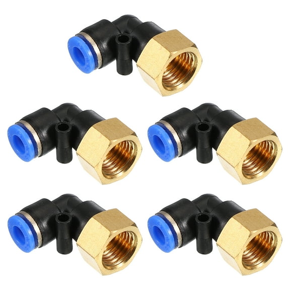 Uxcell 1/4" Push to Connect Fitting 5 Pack PT Female Thread 90 Degree Connect 6mm Tubing Elbow Adapter