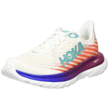 Hoka One Women's W Mach 5 Sneaker, White Flame, 9 US