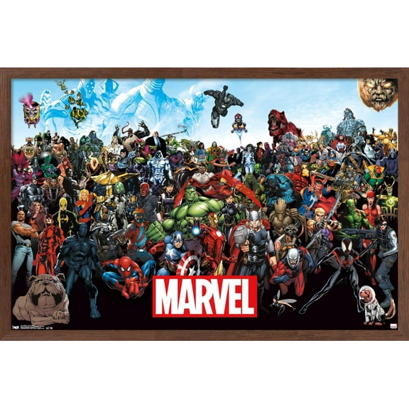 Marvel Comics - The Marvel Lineup Wall Poster, 14.725" x 22.375", Framed