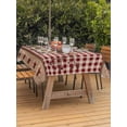 thumbnail image 3 of Outdoor Tablecloths with Umbrella Hole & Zipper, Vintage Texas Star Brown Rectangle Tablecloth 60x120 Inch, Red Plaid Berry Farmhouse Waterproof Table Cloth, Patio/Pool/Picnic Table Covers, 3 of 8
