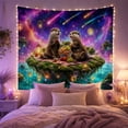 thumbnail image 2 of Otters Picnic on a Floating Island with Cosmic Sky, Serene Fantasy for Animal Lovers, Whimsical Wall Art Decor, Birthday Gift, Tapestry Wall Hanging for Bedroom and Living Room, 2 of 7