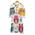 thumbnail image 6 of Cute Owl Pattern-4 Flare Dress Square Neck Dress Elegant Female Fashion Printed Dress, 6 of 9