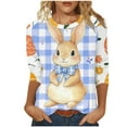 thumbnail image 2 of Cavosen Happy Easter Womens Tops 3/4 Sleeves for Summer Bunny Print Pullover Blouse Raglan Sleeve Crewneck Festival Shirts Vacation Holiday T Shirts Casual Dressy Tees Blue L, 2 of 5