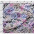 thumbnail image 2 of Soimoi Chinese Floral Printed, Cotton Satin Spandex, Sewing Fabric by The Yard 54 Inch Wide, Decorative Fabric for Dresses and Home Accents, Blue, 2 of 5