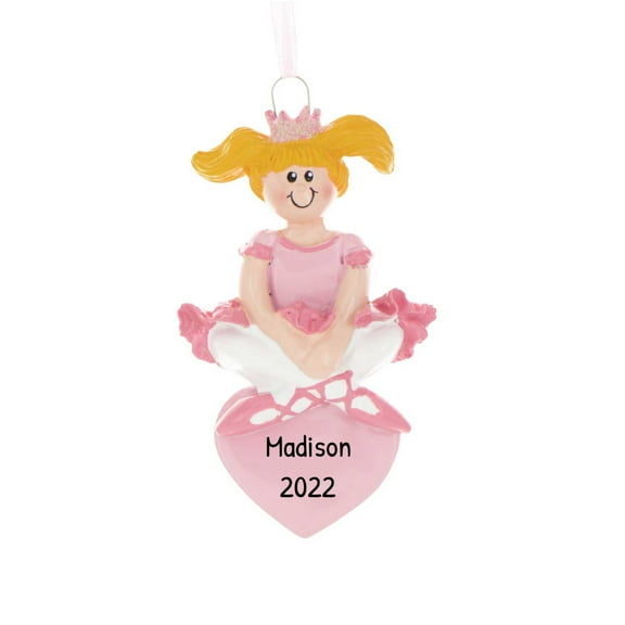 Personalized Ballerina Ornaments - Ballet Ornaments for Christmas Tree, Ballet Slipper Ornament, Dance Ornament, Ballet Christmas Ornaments - Blonde Princess - Free Customization