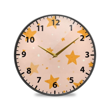 Star Pattern Wall Clock Modern Decor Acrylic Clock Golden Hands 9.5in