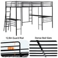 thumbnail image 6 of Twin Size Loft Bed with 2 Beds in 1 for Kids Teens Adults, Metal Loft Bed Frame with 2 Built-In Desks, Twin Size 2 Beds in 1 Loft Bed with Ladder & Full-Length Guardrails for Bedroom, Black, 6 of 6