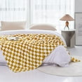 thumbnail image 2 of Throw Blankets Flannel Blanket with Checkerboard Grid Pattern Soft Throw Blanket for Couch, Bed, Sofa Luxurious Warm and Cozy for All Seasons (Yellow, ) Yellow, 2 of 7