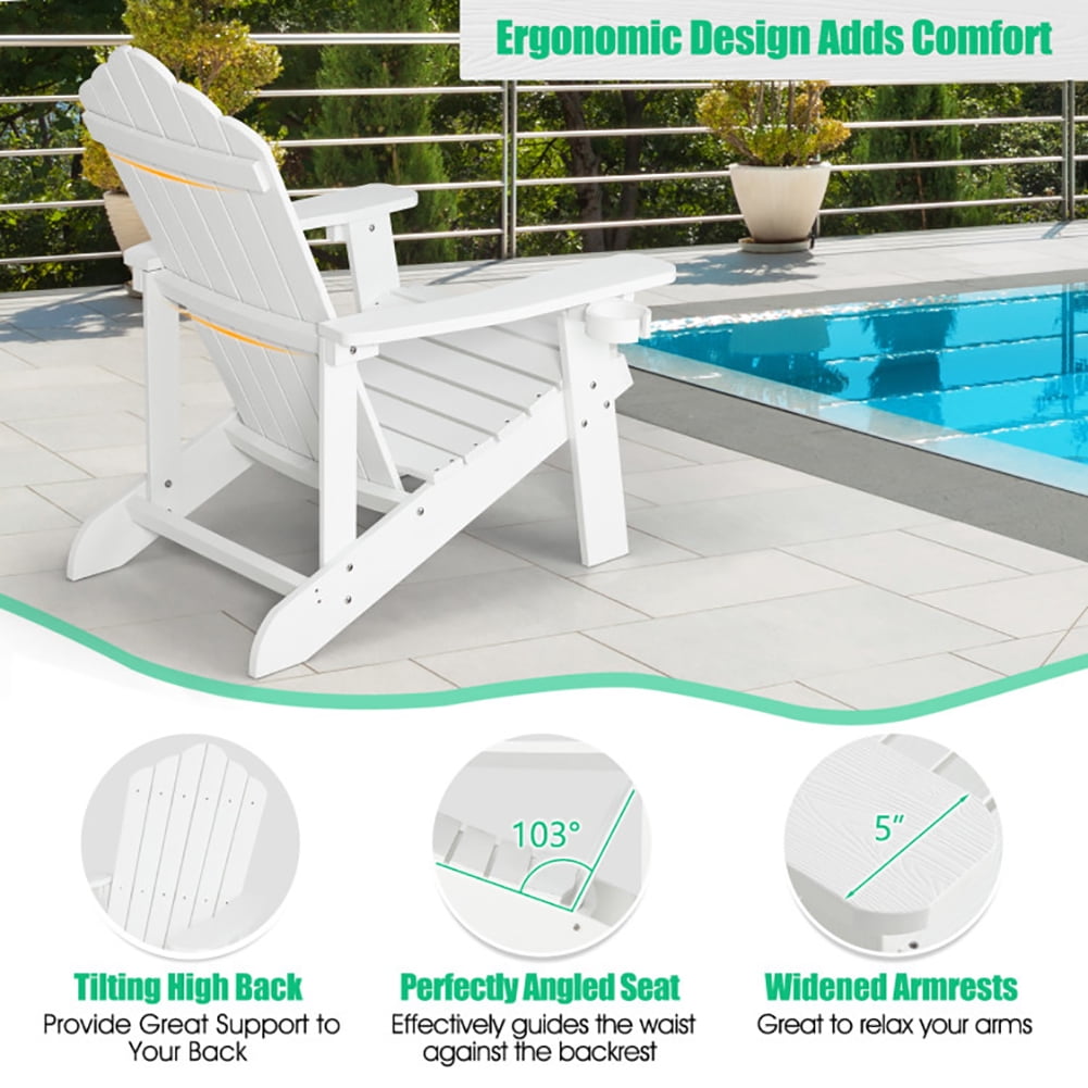 Aimee Lii Weather Resistant Outdoor Chair with Cup Holder, Outdoor Patio Furniture, White